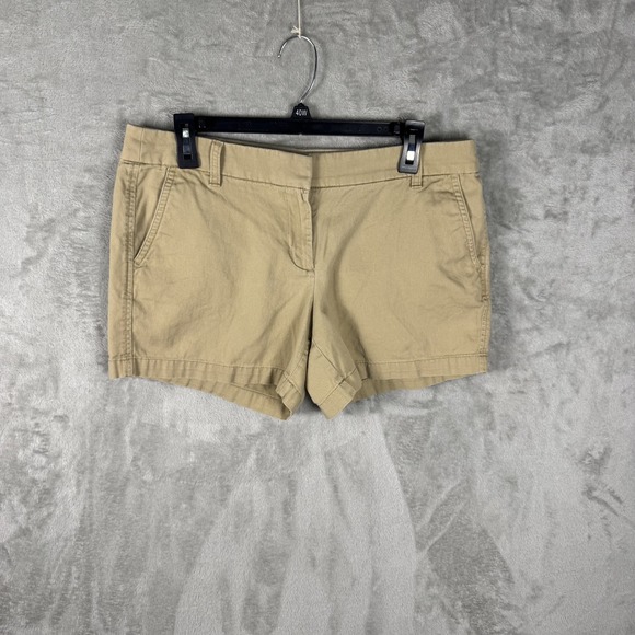 J Crew Shorts Womens 10 Khaki Beige Chino Classic Casual Flat Front H1453 SP19 - Picture 1 of 8